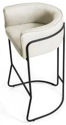 Banqueta Decorativa Base Aço Preto Betina C-107 Linho Bege Fosco - Dom