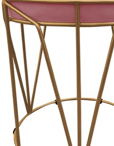 Puff Multiuso com Mesa Babu 2 em 1 Suede Rose Base Dourado - D'Rossi