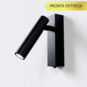 Arandela Focco Articulado 2,5X6,7X12Cm Led 2W 3000K Com Interruptor -... (PRETO)