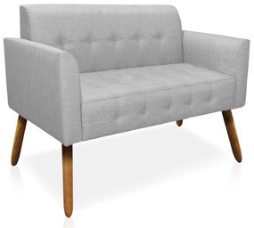 Poltrona Namoradeira Decorativa Pés Palito Karen Linho Cinza G19 - Gran Belo