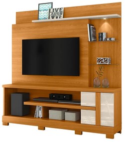 Estante de TV 55 Pol 182cm com Pé para Sala Elaris M20 - D'Rossi - Cinamomo e Off White