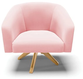 Poltrona Decorativa Giratória MA30 Kit 2 Stella Suede Rosa Bebê D03 - D'Rossi