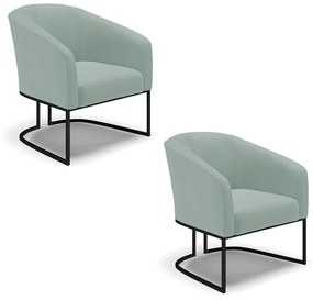 Poltrona Decorativa Industrial Preto Kit 2 Stella Cotelê Int/Veludo D03 - D'Rossi - Menta