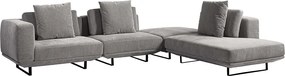 Sofá Modulado Sala de Estar Carmen 472cm Pés de Ferro Linho Rústico Cinza G92 - Gran Belo