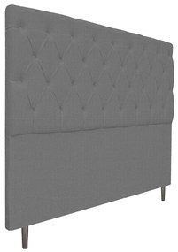 Cabeceira Estofada Liverpool 140 cm Casal Linho Chumbo - ADJ Decor