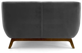 Sofá 2 Lugares Odeon D07 140cm Base Madeira Veludo Cinza - D'Rossi