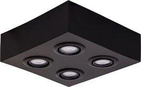 Plafon Sobrepor Qu&amp;amp;#xE1;druplo Orient&amp;amp;#xE1;vel Gu10 7w - PRETO