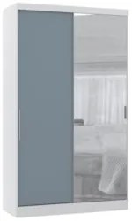 Guarda Roupa Solteiro 134cm 2 Portas e Espelho Taiga Branco/Grey L01 -