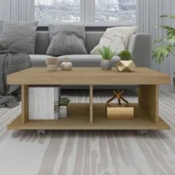 Mesa de Centro 90cm Para Sala Tamburato 50mm Kael Carvalho A09 - Mpoze