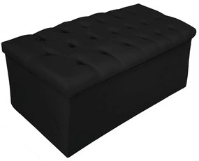 Recamier Baú Estofada Mel 90 cm Solteiro Com Capitonê Suede Preto - ADJ Decor