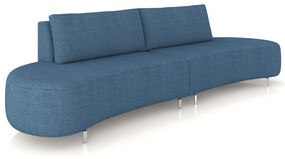 Sofá Bipartido Sala de Estar Jamaica 320cm Curvo Pés Alumínio Linho Azul G52 - Gran Belo