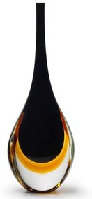 Gota Alta Bicolor Preta com Âmbar Murano Cristais Cadoro
