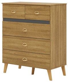 Cômoda Quarto 91cm com 5 Gavetas Isadora V01 - D'Rossi - Naturale e Alasca
