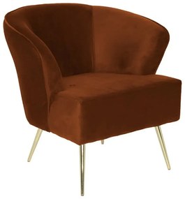 Poltrona Sala de Estar Decorativa Base Alumínio Lucca Veludo Telha G15 - Gran Belo