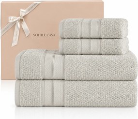 Kit 4 Pçs Toalhas Karsten 100% Algodão Nuvia c/ Caixa de Presente - Platina Platina