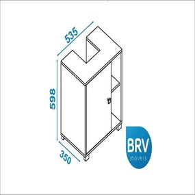 Balcão Para Banheiro 1 Porta 1 Prateleira Bbn 01 - Branco