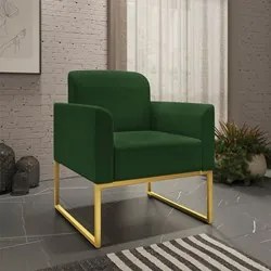 Kit Namoradeira e 1 Poltrona Decorativa Base Industrial Dourada Maress