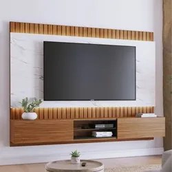 Painel Home Suspenso para TV 70 Pol. com LED 218cm Rios C05 Noce/Preto