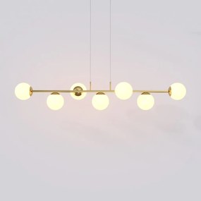 Pendente Jabuticaba Linear Long Retângular 26X20X120Cm Alumínio E Glob... (CHAMPANHE, FOSCO)