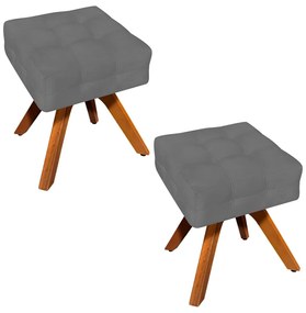 Puff Banqueta Decorativo Giratório MM30 Kit 2 Elisa Suede D03 - D'Rossi - Grafite
