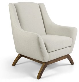 Poltrona Juliet Linho Cru C-316 Base de Madeira D07 - D'Rossi