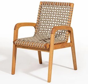 Cadeira Trama Com Braço Corda Rami Stain Jatobá - 78569 Sun House