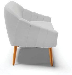 Namoradeira 02 Lugares Giovana Suede Cinza Pés Palito Castanho - D'Rossi