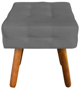 Puff Banqueta Decorativo Pé Palito de Madeira Elisa Suede Grafite D03 - D'Rossi