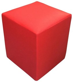 Mini Puff Pop Quadrado em Couro Sintético - Vermelho