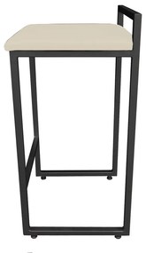 Banqueta Alta Lavínia Suede Bege  Base Preto - D'Rossi