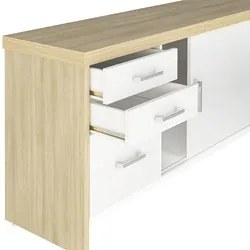Conjunto Balcão Recepção em L e Balcão 2 Portas 3 Gavetas Corp A06 Olm