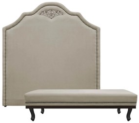 Kit Cabeceira e Calçadeira Queen Orlando P02 160 cm para cama Box Suede - ADJ Decor