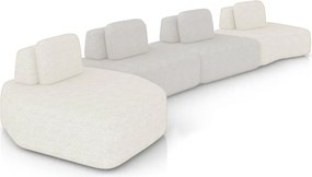 Sofá 4 Lugares Orgânico com Chaise e 3 Módulos Berlim Bouclê Off White/Cinza Claro K01 - D'Rossi