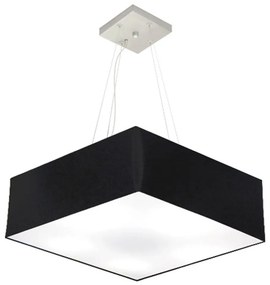 Lustre Pendente Quadrado Md-4137 Cúpula em Tecido 15/70x70cm Preto - Bivolt