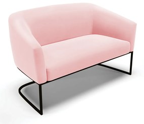 Namoradeira e 2 Poltronas Industrial Preto Stella Suede D03 - D'Rossi - Rosa Bebê