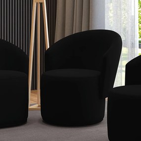 Poltrona Decorativa Orgânica Fixa para Sala Malu Veludo M11 - D'Rossi - Preto
