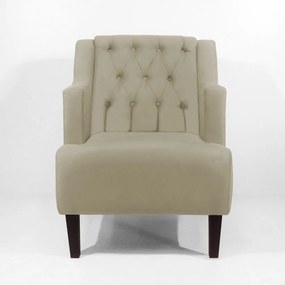 Poltrona Classic Suede Bege Pés Palito Sala, Quarto, Decoração