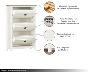 Sapateira Madeira Maciça 3 Gavetas Osiris Branco/Freijó G74 - Gran Belo