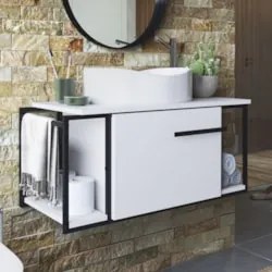 Gabinete Banheiro Suspenso 80cm Cuba Oval Ripy Branco Z54 - Mpozenat