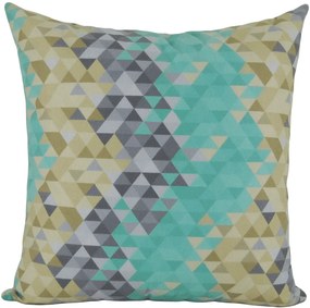 Capa almofada LYON Veludo estampado Triangulos Turquesa 50x50cm