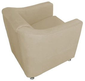 Poltrona Puff Cecilia Suede Decorativa Sala Recepção Nude