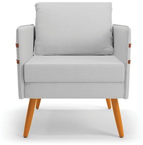 Kit 01 Namoradeira 02 Lugares e 02 Poltronas Mari Linho Cinza A05 Pés Palito Castanho - D'Rossi