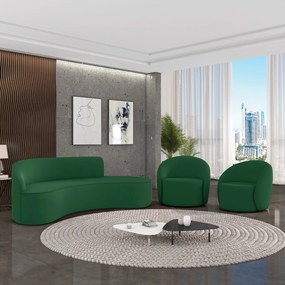 Sofá 4 Lugares Orgânico 220cm Morgan e 2 Poltronas Lua Veludo Verde D03 - D'Rossi
