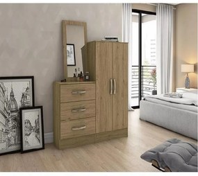 Cômoda para Quarto Balcão Multiuso 3 Gavetas 2 Porta Rústico