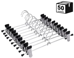 Kit 50 Cabides Com Presilhas Cromado para Calça, Saia ou Bermuda