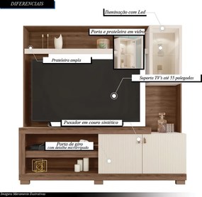 Home Theater Alvorada TV até 55 com LED Nogueira/OffWhite G11 - Gran Belo