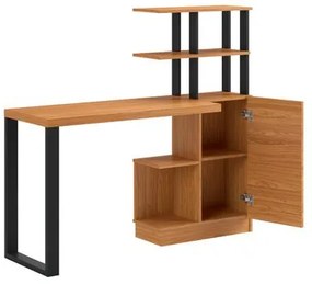 Escrivaninha em MDF 5 Prateleiras 1 Porta 135 cm Freijó/Preto Fosco Pradel Dalla Costa F17