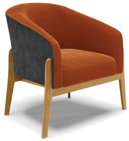 Poltrona Decorativa Base Madeira Stella PU Preto/Bouclê D03 - D'Rossi - Terra