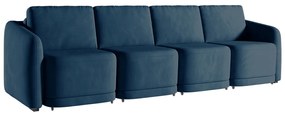 Sofá Cama Modulado Retrátil e Reclinável Decorativo Varsóvia 316cm Veludo Azul Marinho G33 - Gran Belo