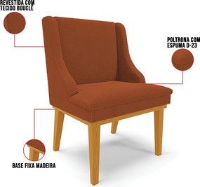 Cadeira Sala de Jantar Base Madeira Castanho Liz Bouclê D03 - D'Rossi - Terra